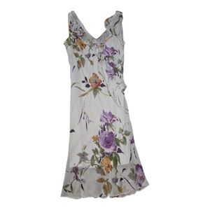 Y2K Eva Blue Floral Slip Dress with Purple & Yellow Flowers  Size 6
